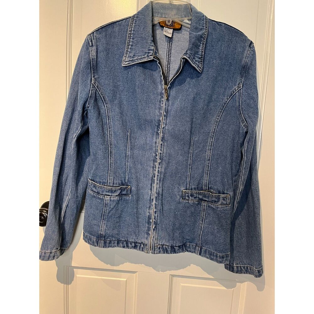 Vintage Baccini Jeans Women’s Denim Jacket Medium Blue Zip Front 90s Size M